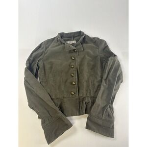 Kew‎ Blazer Jacket Size 8 100% Cotton Olive Green